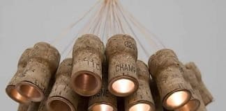 CELEBRATION Chandelier: upcycled Champagne corks by Alkesh Parmar