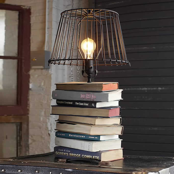 Diy Stacked Books Table Lamp By Dan Faires, Diy Table Lamp