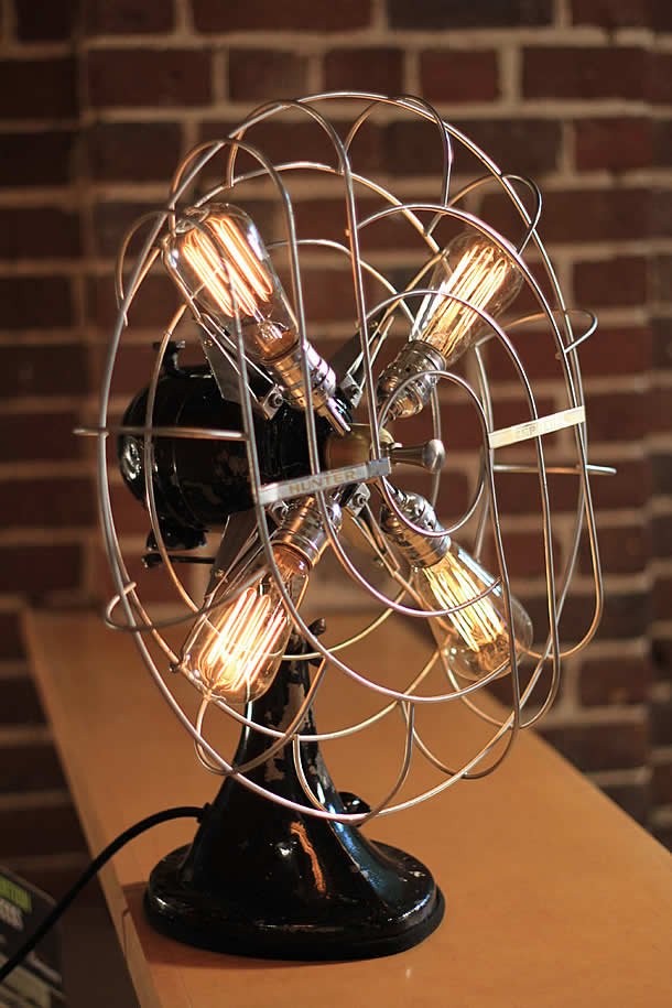 Vintage fan shop table lamp