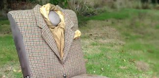 Upcycled vintage chairs wrapped in jackets by Rescued Retro Vintage – upcycleDZINE