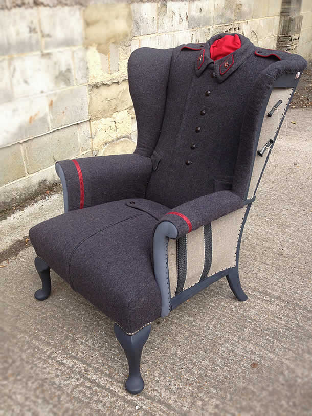 Upcycled vintage chairs wrapped in jackets by Rescued Retro Vintage – upcycleDZINE