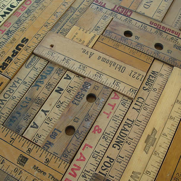 Unit of Measure: Tabletop out of yardsticks by Patina White – upcycleDZINE