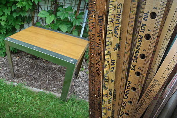 Unit of Measure: Tabletop out of yardsticks by Patina White – upcycleDZINE