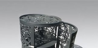 Metal Barrels upcycled into lace furniture by Dentelles & Bidons – upcycleDZINE