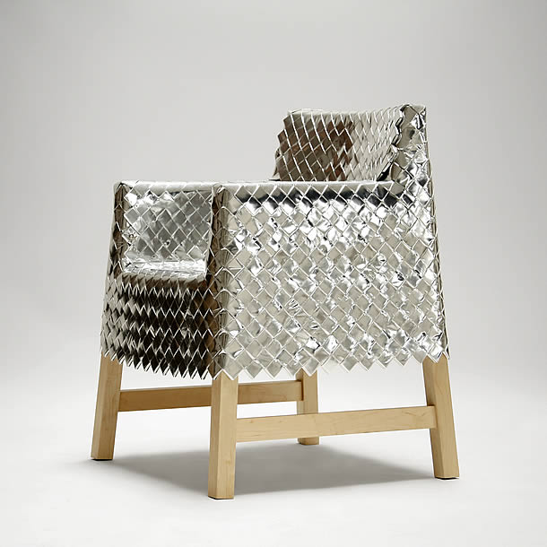 Snow Job: Chair with candy wrappers cover by Emiliano Godoy on upcycleDZINE