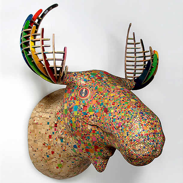 Sculptures from upcycled skateboards by Haroshi – upcycleDZINE