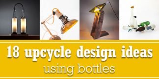 18 upcycle design ideas using bottles composed by upcycleDZINE. All the designs are made of discarded or vintage materials or objects.
