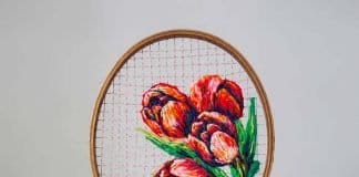 Vintage rackets with flower embroidery by Danielle Clough – upcycleDZINE