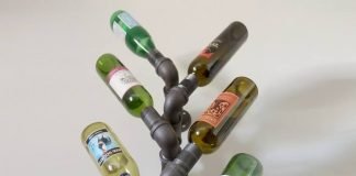 Wine Rack made with black iron pipe by Derek Goodbrand – upcycleDZINE