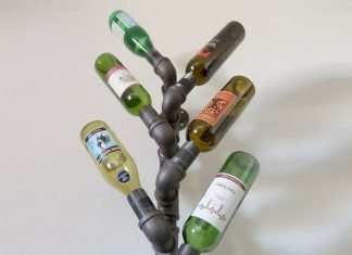 Wine Rack made with black iron pipe by Derek Goodbrand – upcycleDZINE