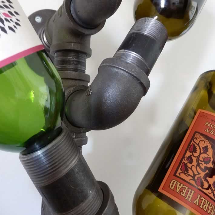 Wine Rack made with black iron pipe by Derek Goodbrand – upcycleDZINE