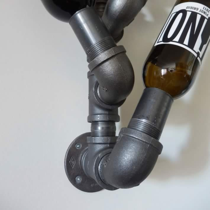 Wine Rack made with black iron pipe by Derek Goodbrand – upcycleDZINE