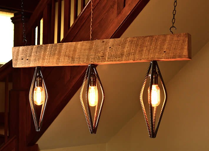 Barn Wood And Rebar Light Fixture By Rebarn Designs