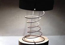 RINGS LAMP: upholstery spring pole lamp by WilDesignArt RINGS LAMP: upholstery spring pole lamp by WilDesignArt – upcycleDZINE