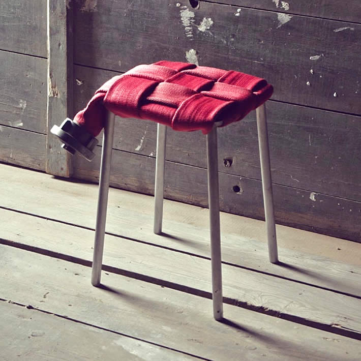 Fire Braid: woven fire hose stool by ideenklette – upcycleDZINE