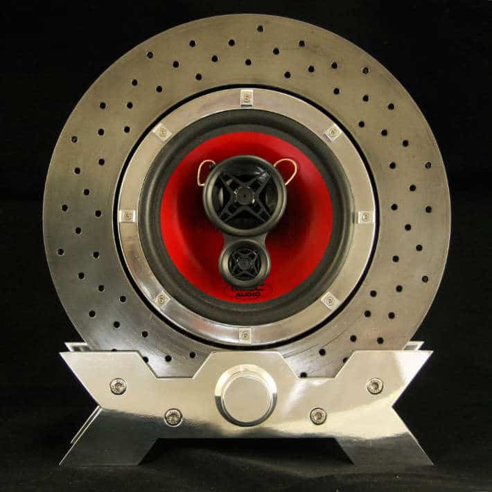 Exclusive Ferrari F430 brake disc transformed into unique Bluetooth speaker - front by CAR2ART | upcycleDZINE