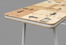 Transport crates used to make a table called Optimist, close-up, by Studio Hamerhaai | upcycleDZINE