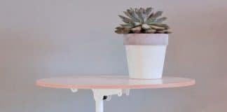 Kids bicycle turned into a white coffee table with plant on top by Studio Regev | upcycleDZINE