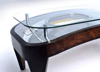 Aircraft Exit Door converted to amazing table design Aircraft Exit Door table by Plane Industries | upcycleDZINE
