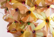 Plastic bottles upcycled into colorful sustainable design Dahlia lamp close-up by Trashlamp | upcycleDZINE