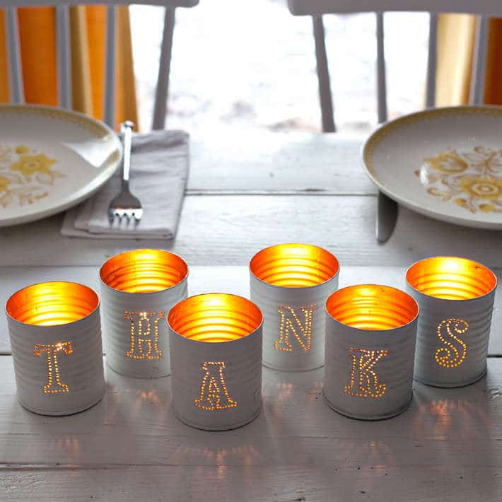 Tin can candle holders by A Beautiful Mess